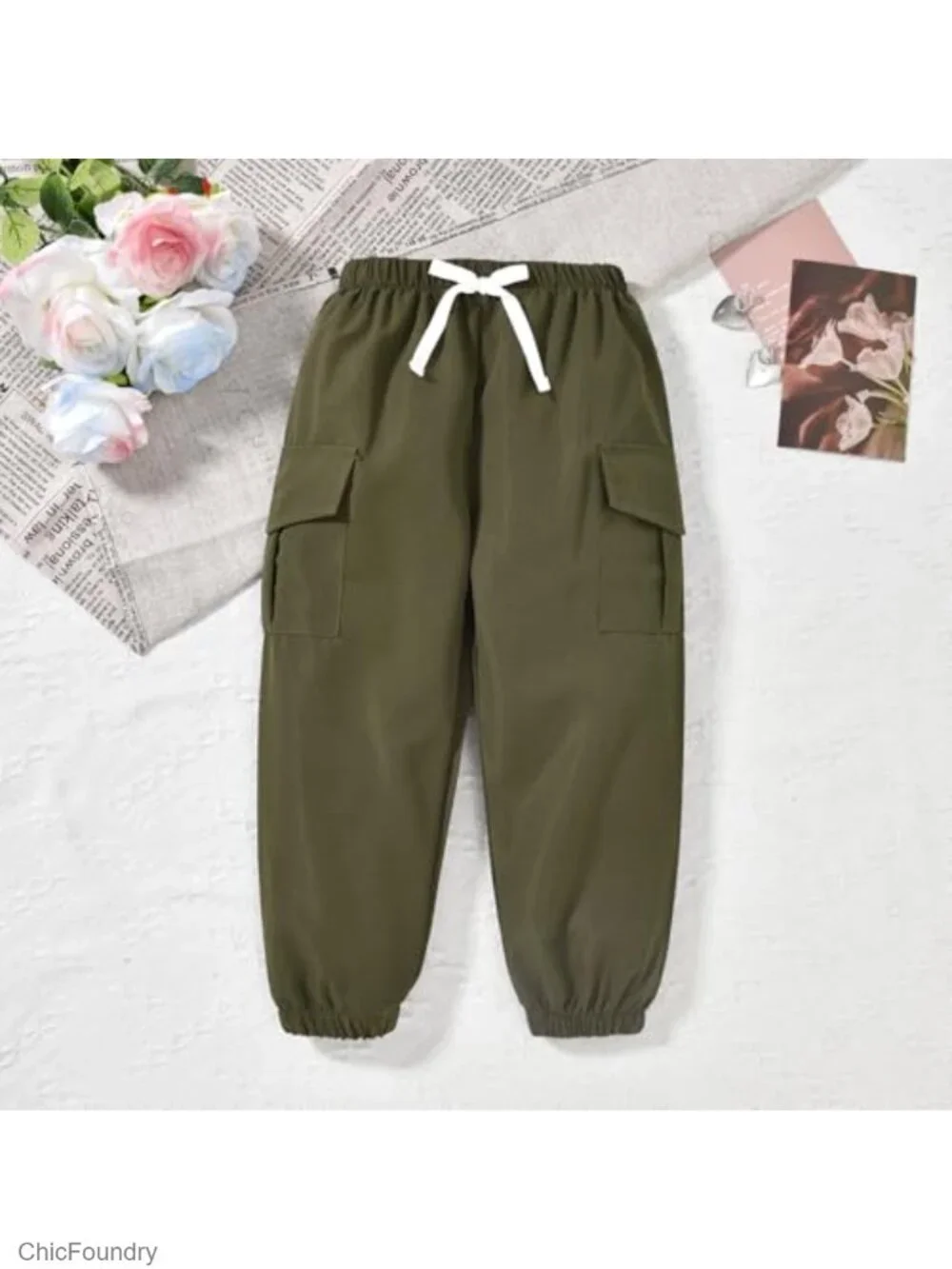 Toddler Girl 2 Piece Cargo Jogger Set Long Sleeve Pullover Turtleneck